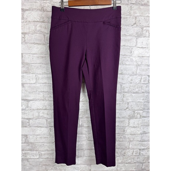 Chicos Crop Pants 00 Short US 2 XS Purple Fabulously Slimming Perfect‎ Stretch - Picture 1 of 15